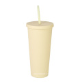 Customized DIY Double wall Matte Plastic Tumbler Acrylic Cups 22oz Pastel Colored Acrylic Cups with Lids and Straw